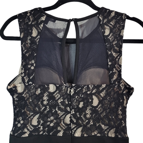 Black and Nude dress, lace and stretch material, size 5 - Picture 4 of 6
